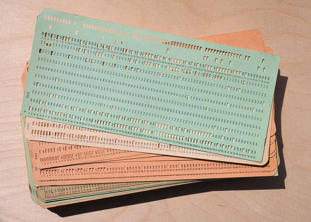 green punched card for programming